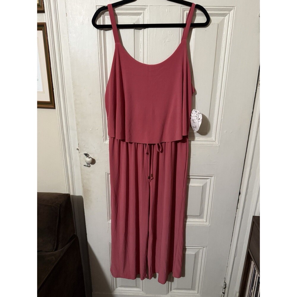 Naif NWT Pink Wide Leg Cropped Jumpsuit Layered Bodice Size M